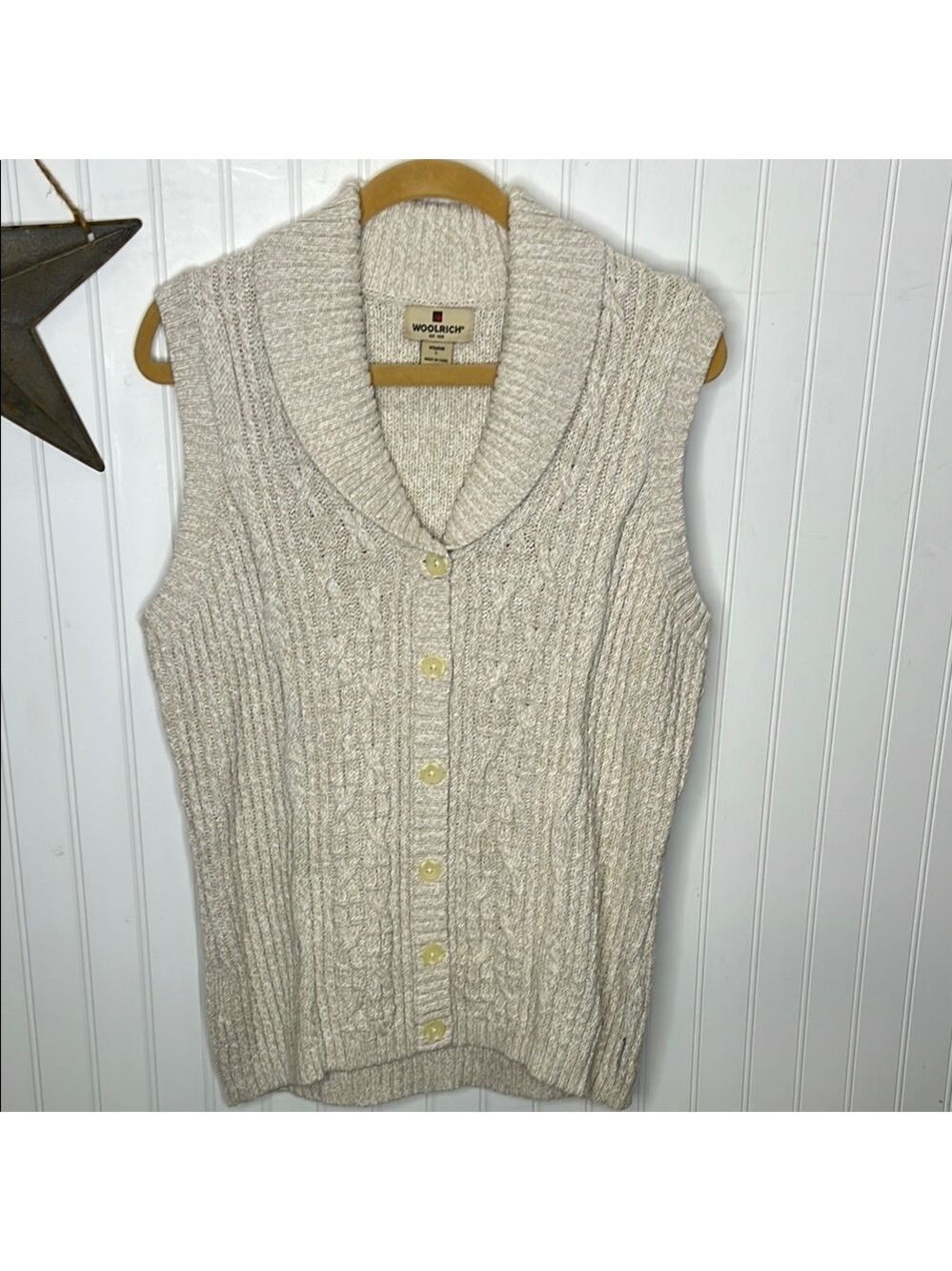Woolrich Stone Heather Ramie Cotton Sweater Vest Size Large